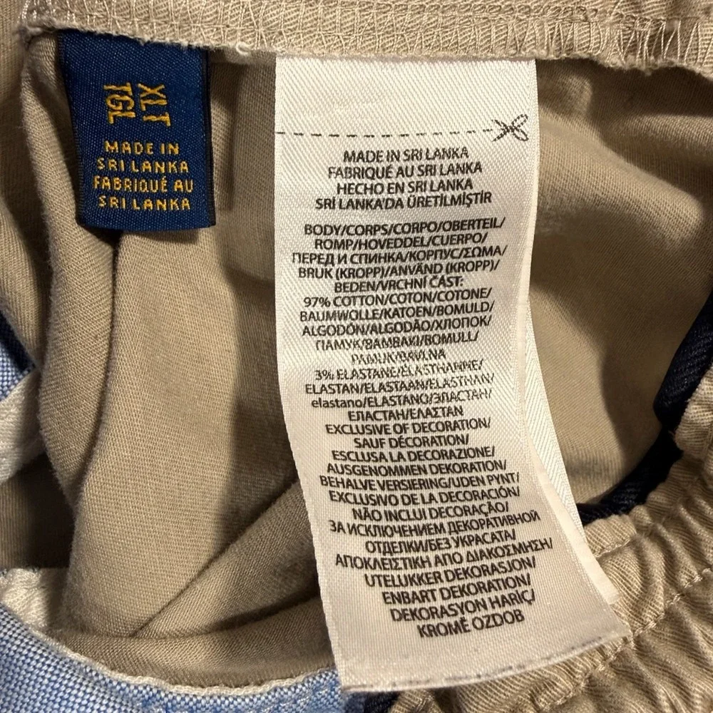 Polo Ralph Lauren Stretch Classic Fit Chino Pants Drawstring XLT‎ Khaki Prepster